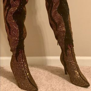 Steve Madden Sequin  Thigh High Flame Boots